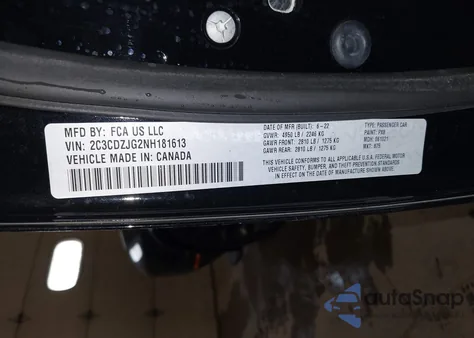 2022 Dodge Challenger Gt z USA, uszkodzony, nr VIN 2C3CDZJG2NH181613